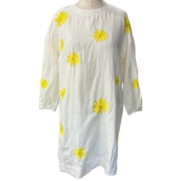 Something Navy White Daisy Linen blend Mini Dress Size Small - Picture 13 of 14